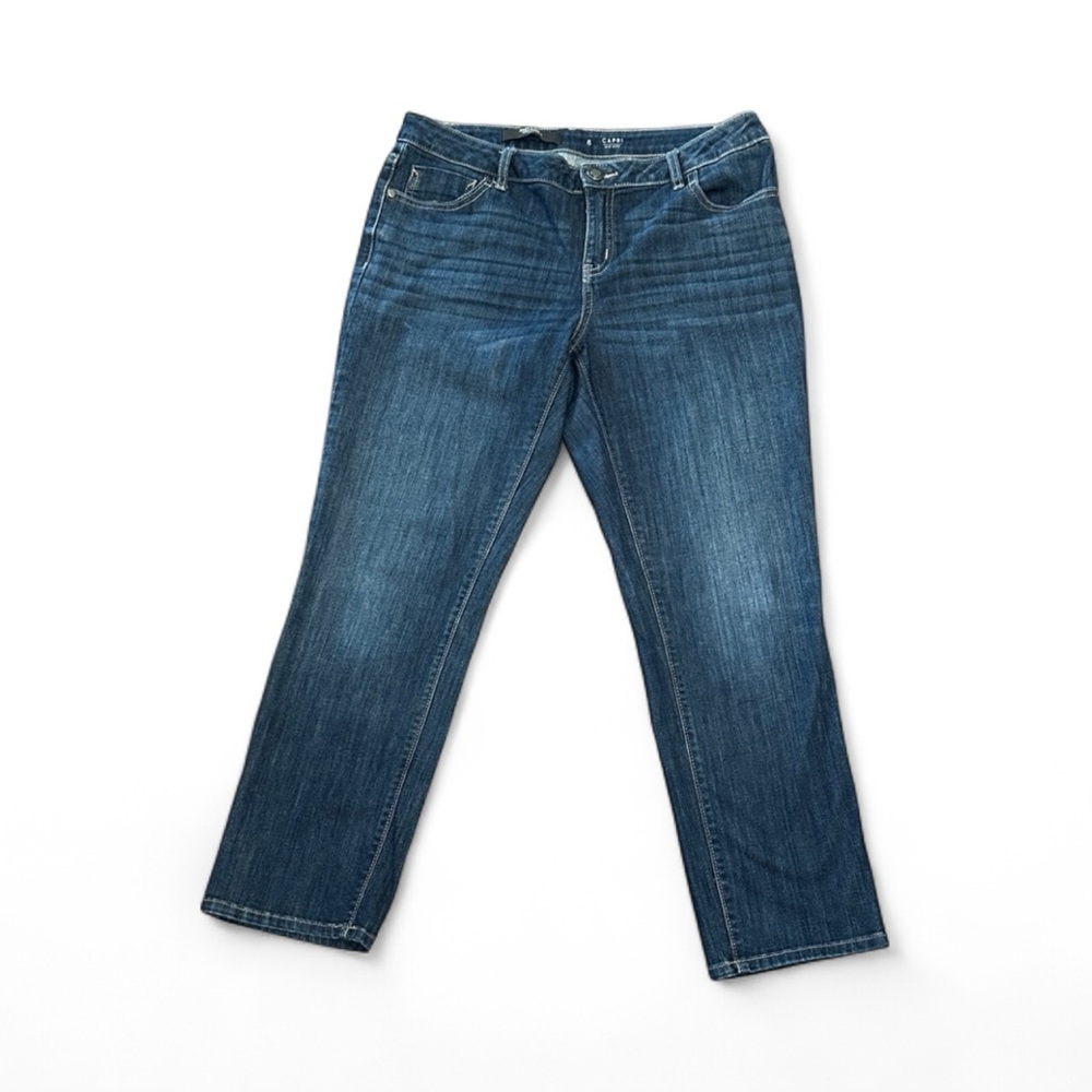 Simply Vera Wang Capri Mid Rise Dark Blue Denim Jeans